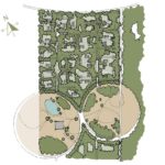 Plannen voor nieuwe woonwijk; bos met villa's