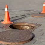 Manhole,Cover,Open,In,Street,And,Repair,Of,Roads.,Accident